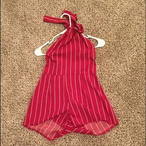 red and white romper